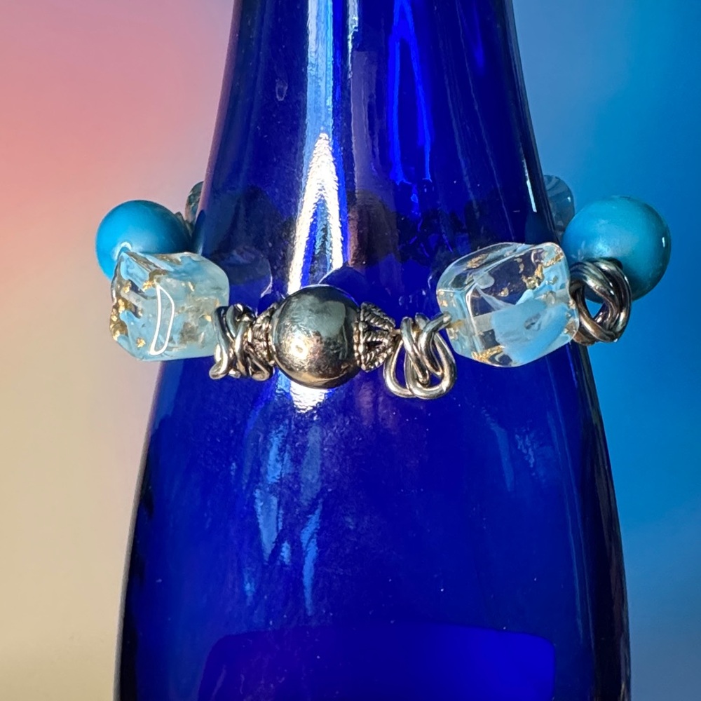 Elegant Silver and Blue Beaded Bracelet